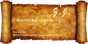Záborszky János névjegykártya